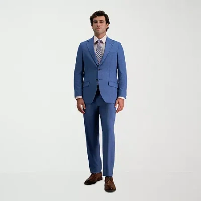Haggar Jmh Tailored Premium Stretch Mens Stretch Fabric Modern Fit Flat Front Suit Pant In Blue