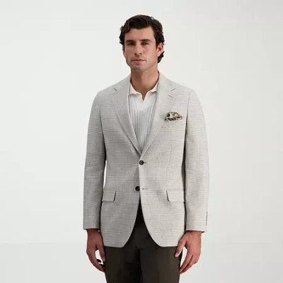 Haggar Jmh Tailored Prince Of Wales Mens Plaid Modern Fit Sport Coat In Gray