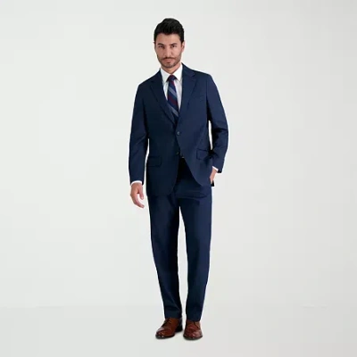 Haggar Jmh Tailored Prominent Twill Mens Stretch Fabric Modern Fit Flat Front Suit Pant In Blue