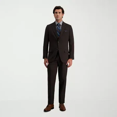 Haggar Jmh Tailored Prominent Twill Mens Stretch Fabric Modern Fit Flat Front Suit Pant In Brown