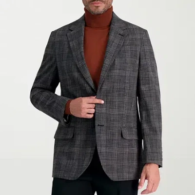 Haggar Jmh Tailored Slub Glen Plaid Mens Stretch Fabric Modern Fit Sport Coat In Gray