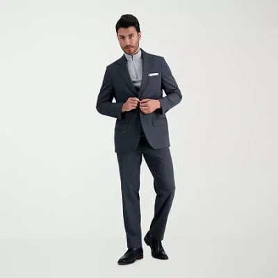 Haggar Jmh Tailored Windowpane Mens Windowpane Modern Fit Flat Front Suit Pant In Black