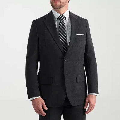 Haggar Jmh Tailored Wool Windowpane Mens Stretch Fabric Modern Fit Suit Jacket In Multi