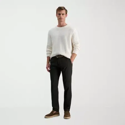 Haggar Life Khaki Chino Mens Comfort Waistband Slim Fit Flat Front Pant In Black
