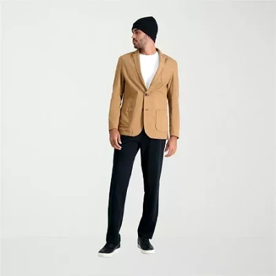 Haggar Life Khaki Comfort Chino Mens Comfort Waistband Straight Fit Flat Front Pant In Black