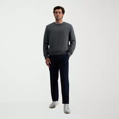 Haggar Life Khaki Comfort Chino Mens Comfort Waistband Straight Fit Flat Front Pant In Blue