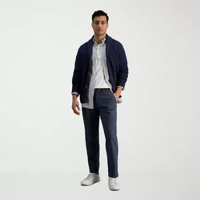 Haggar Life Khaki Comfort Chino Mens Straight Fit Flat Front Pant In Blue