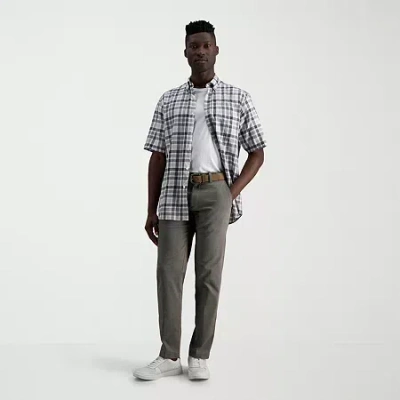 Haggar Life Khaki Comfort Chino Mens Straight Fit Flat Front Pant In Gray