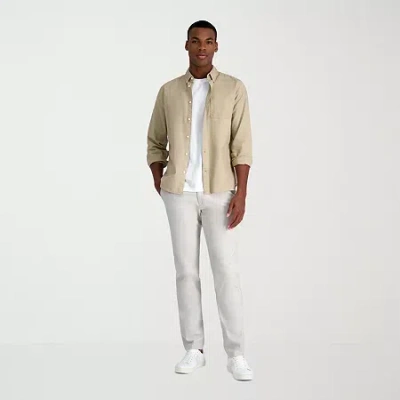 Haggar Life Khaki Flex Mens Comfort Waistband Straight Fit Flat Front Pant In Neutral