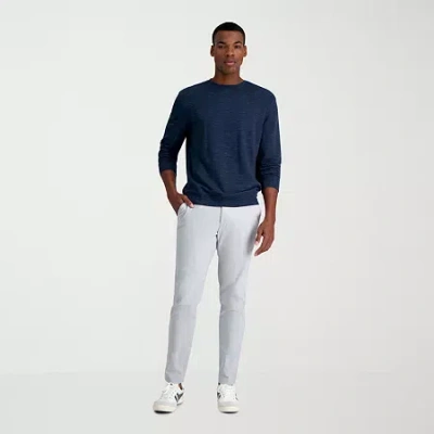 Haggar Life Khaki Mens Comfort Waistband Slim Fit Flat Front Pant In Gray