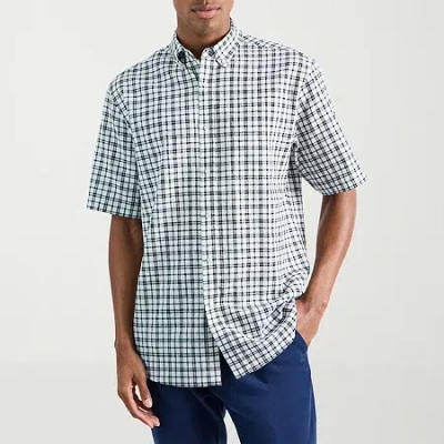 Haggar Life Khaki Mens Short Sleeve Regular Fit Button-down Shirt In White