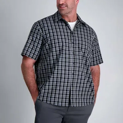 Haggar Life Khaki With Repreve Comfort Woven Mens Short Sleeve Regular Fit Stretch Fabric Big And Tall Butt In Blue