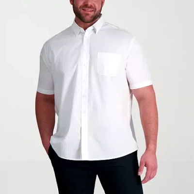 Haggar Life Khaki With Repreve Comfort Woven Mens Short Sleeve Regular Fit Stretch Fabric Big And Tall Butt In White