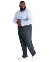 Haggar Men's Big & Tall Cool 18 Pro Classic-fit Expandable Waist Flat Front Stretch Dress Pants In Charcoal Heather