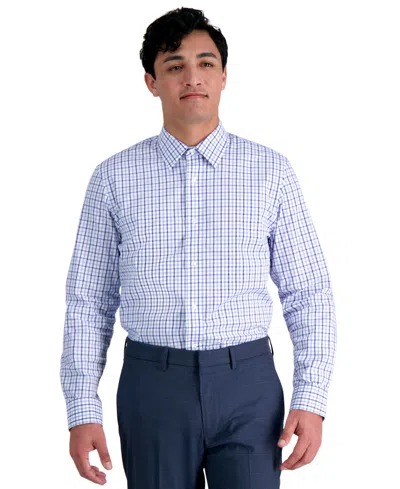 Haggar Men's Premium Comfort Slim Fit Dress Shirt In Tonal Blue Check