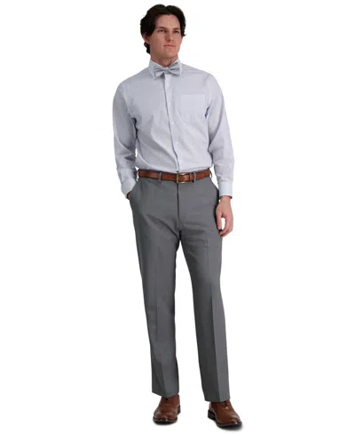 Haggar Men's Premium Comfort Stretch Classic-fit Solid Flat Front Dress Pants In Gray