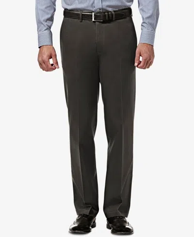 Haggar Men's Premium No Iron Khaki Straight-fit Stretch Flat-front Pants In Gray