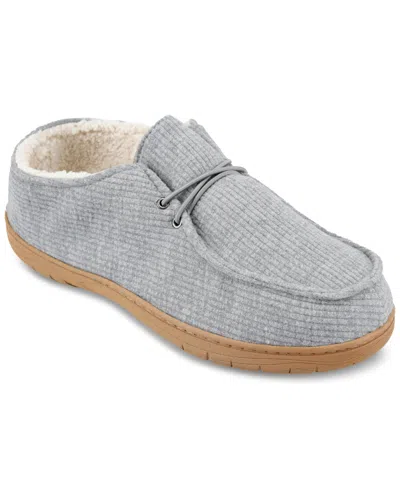 Haggar Men's Ribbed Fabric Chukka Boot Indoor/outdoor House Slipper With Cozy Fleece Lining In Gray