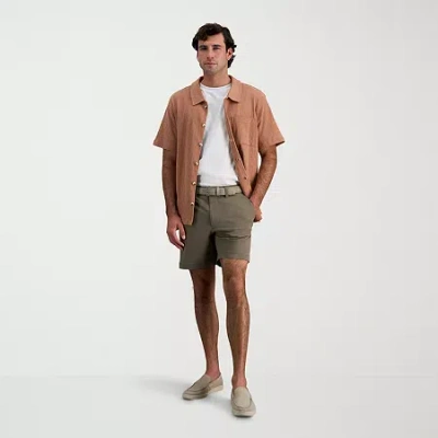Haggar Mens 7" Stretch Fabric 1 Pair Chino Short In Green