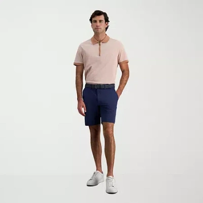 Haggar Mens 9" Stretch Fabric 1 Pair Chino Short In Blue