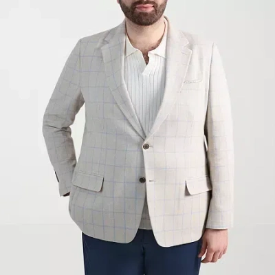 Haggar Mens Big And Tall Windowpane Classic Fit Sport Coat In Neutral