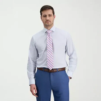 Haggar Mens Classic Fit Wrinkle Free Long Sleeve Dress Shirt In White