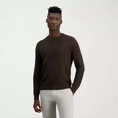 Haggar Mens Crew Neck Long Sleeve Pullover Sweater In Brown