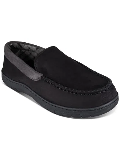 Haggar Mens Faux Suede Fleece Loafer Slippers In Black