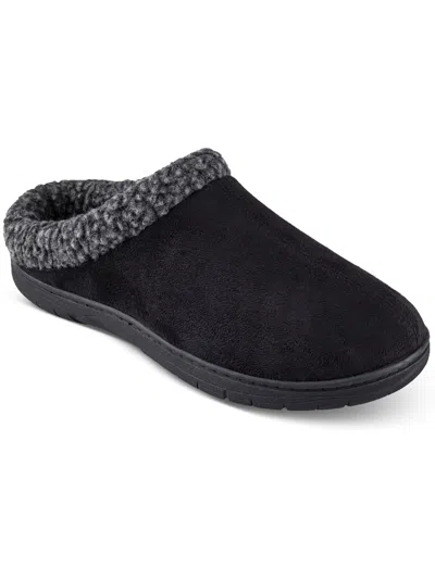 Haggar Mens Faux Suede Slip On Loafer Slippers In Black