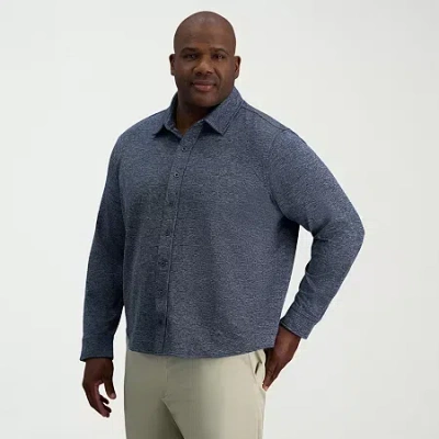 Haggar Mens Long Sleeve Regular Fit Big And Tall Button-down Shirt In Blue