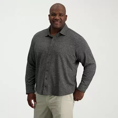 Haggar Mens Long Sleeve Regular Fit Big And Tall Button-down Shirt In Gray