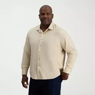 Haggar Mens Long Sleeve Regular Fit Big And Tall Button-down Shirt In Neutral
