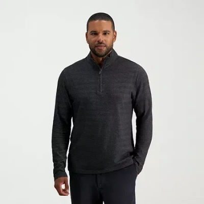 Haggar Mens Mock Neck Long Sleeve Quarter-zip Pullover In Black