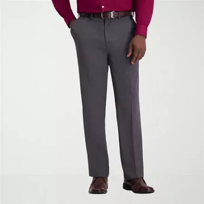 Haggar Mens Regular Fit Dress Flat Front Pant In Gray