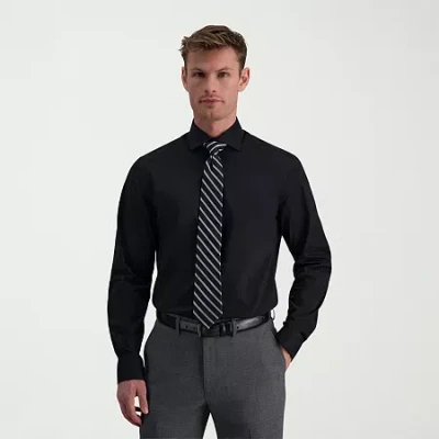 Haggar Mens Slim Fit Wrinkle Free Long Sleeve Dress Shirt In Black