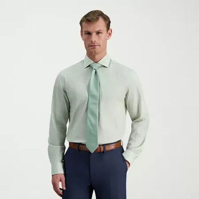 Haggar Mens Slim Fit Wrinkle Free Long Sleeve Dress Shirt In Green