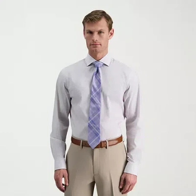 Haggar Mens Slim Fit Wrinkle Free Long Sleeve Dress Shirt In Purple