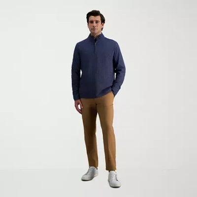 Haggar Modern Stretch Herringbone Mens Flat Front Pant In Brown