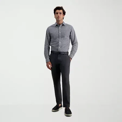 Haggar Modern Stretch Herringbone Mens Flat Front Pant In Gray