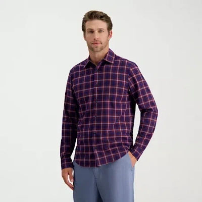 Haggar Performance Mens Long Sleeve Slim Fit Button-down Shirt In Animal Print