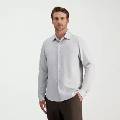 Haggar Performance Mens Long Sleeve Slim Fit Button-down Shirt In White