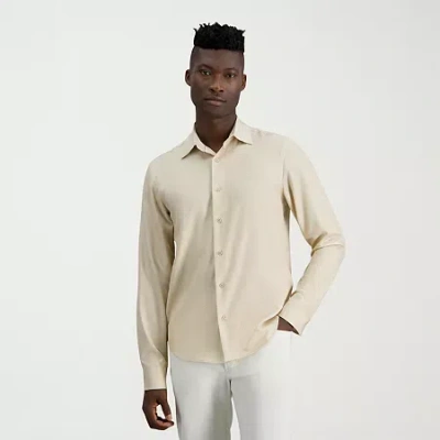 Haggar Performance Mens Long Sleeve Slim Fit Button-down Shirt In Neutral