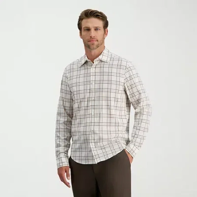Haggar Performance Mens Long Sleeve Slim Fit Button-down Shirt In Gray