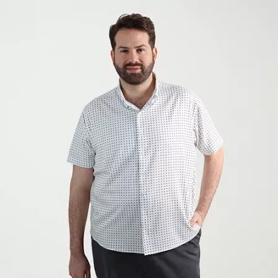 Haggar Performance Mens Short Sleeve Slim Fit Big And Tall Button-down Shirt In Multi