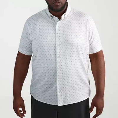 Haggar Performance Mens Short Sleeve Slim Fit Big And Tall Button-down Shirt In Animal Print