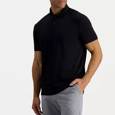 Haggar Pique Mens Regular Fit Short Sleeve Polo Shirt In Black