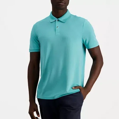 Haggar Pique Mens Regular Fit Short Sleeve Polo Shirt In Blue