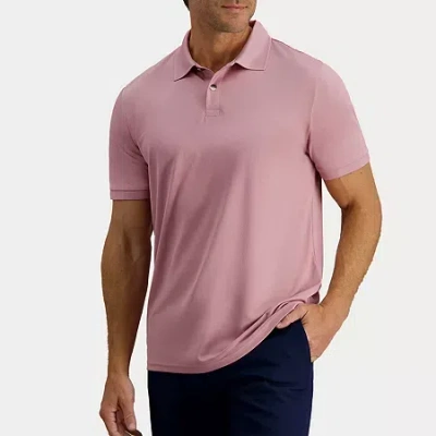 Haggar Pique Mens Regular Fit Short Sleeve Polo Shirt In Pink