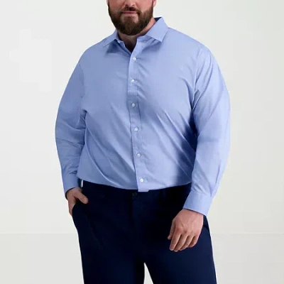 Haggar Premium Comfort Big And Tall Mens Classic Fit Easy Care Stretch Fabric Long Sleeve Dress Shirt In Blue