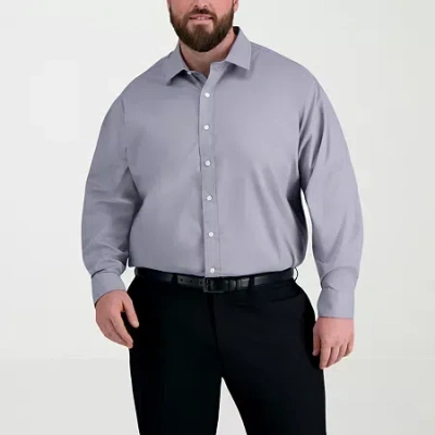 Haggar Premium Comfort Big And Tall Mens Classic Fit Easy Care Stretch Fabric Long Sleeve Dress Shirt In Blue